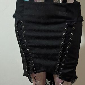 Chic Black Lace-Up Pencil Skirt